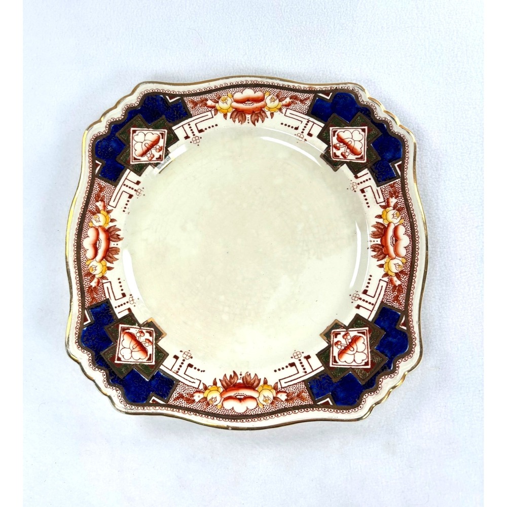 Vintage Royal Winton Grimwades Art Deco Plate – Hand Painted Floral Square 9"‎